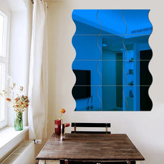 10 Pieces of Wave Combination Mirror Three-dimensional Wall Sticker 3D Mirror Mural Modern Artist Living Room Bedroom Home Decor Mirror Art