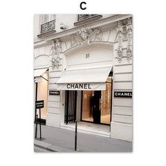 Luxury Store Street Landscape Canvas Wall Art – Nordic Living Room Decor
