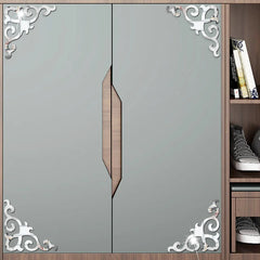 4pcs Acrylic Mirror Sticker Right Angle Corner Hollow Stickers Self Adhesive Removable Wall Mirror Stickers for Home Decor