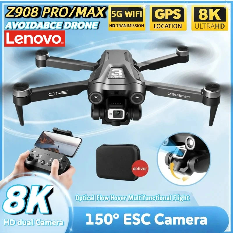 Lenovo Z908 ProMAX 8K Drone ESC Professional 4K GPS Dron Optical Flow Localization 3sided Obstacle Avoidance Quadcopter Toy