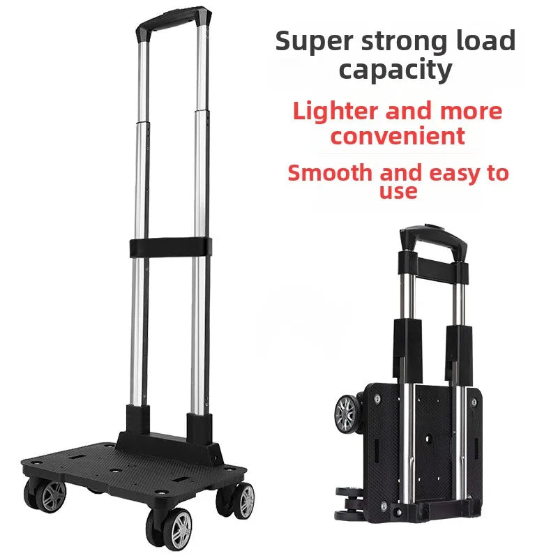 Portable Aluminum Alloy Folding Shopping Cart Lightweight Trolley Vegetable Buying Car Home Use Pull Rod Luggage Cart
