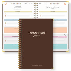 A5 Gratitude Journal Notebook, Mindfulness Journal with Prompts, Spiral Bound Notebook for Positive Thinking, Mood Tracker