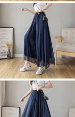 Women’s High-Waist Chiffon Wide-Leg Pants – Spring/Summer Plus Size