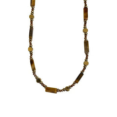 Retro Temperament Layered Tiger Eye Stone Pendant Necklace Stainless steel Double-Layer Chain Sets Jewelry