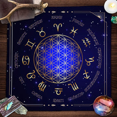 Tarot Tablecloth Mandala Flower Of Life Altar Cloth For Divination Meditation Circle Galaxy Tarot Mat Spiritual Oracle Card Pad