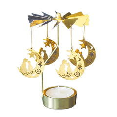Gold Silver Candlesticks Rotating Romantic Rotation Spinning Carrousel Tea Light Candle Holder Dinner Wedding Bar Party