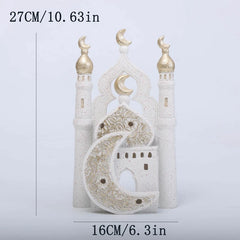 2026 Best Selling Eid Mubarak Ramadan Decoration Premium Resin 3D Mosque Statue Islamic Castle Table Decor Gift For Home Office