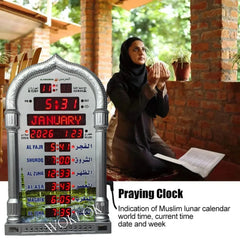 Islamic 12V Azan Mosque Calendar Muslim Prayer Wall Clock Alarm Islamic Mosque Azan Calendar Ramadan Home Decor with Remote Control