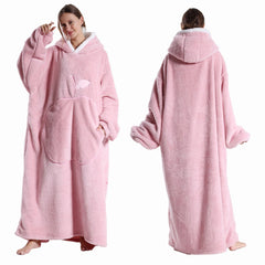 Extra Long Hooded Wearable Blanket – Cozy Flannel TV Throw