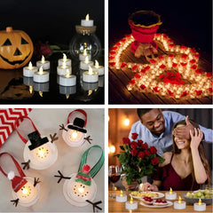 Flameless Flickering LED Tea Lights with Timer 6 Hours On & 18 Hours Off in 24Hours Cycle Automatically LED Votive Candles Light