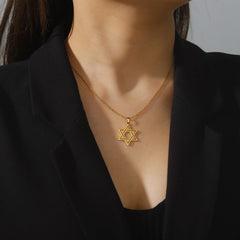 New Fashion Star of David Pendant Necklace  Simple Stainless Steel Necklace Jewelry Gift Wholesale