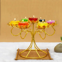Golden Butter Lamp Holder Metal Lotus Light Cup Candlestick Living Room Restaurant Temples Buddhist Candle Stand Home Decoration