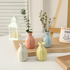 Ins Ceramics Flower Vase Nordic Hydroponics Vases Creative Room Decor Mini Flower Bottle Pots Desktop Ornament Craft