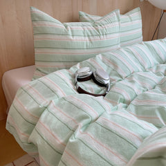 Nordic sling Cotton Pink Stripes Duvet Cover 150x200 Size Girl's Room housse de couette Skin friendly Breathable Comforter Sets