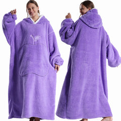 Extra Long Hooded Wearable Blanket – Cozy Flannel TV Throw