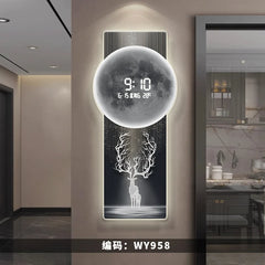 Wall clock, living room entrance decoration painting, electronic clock, digital display creative LED, wall mounted clock Home Decor