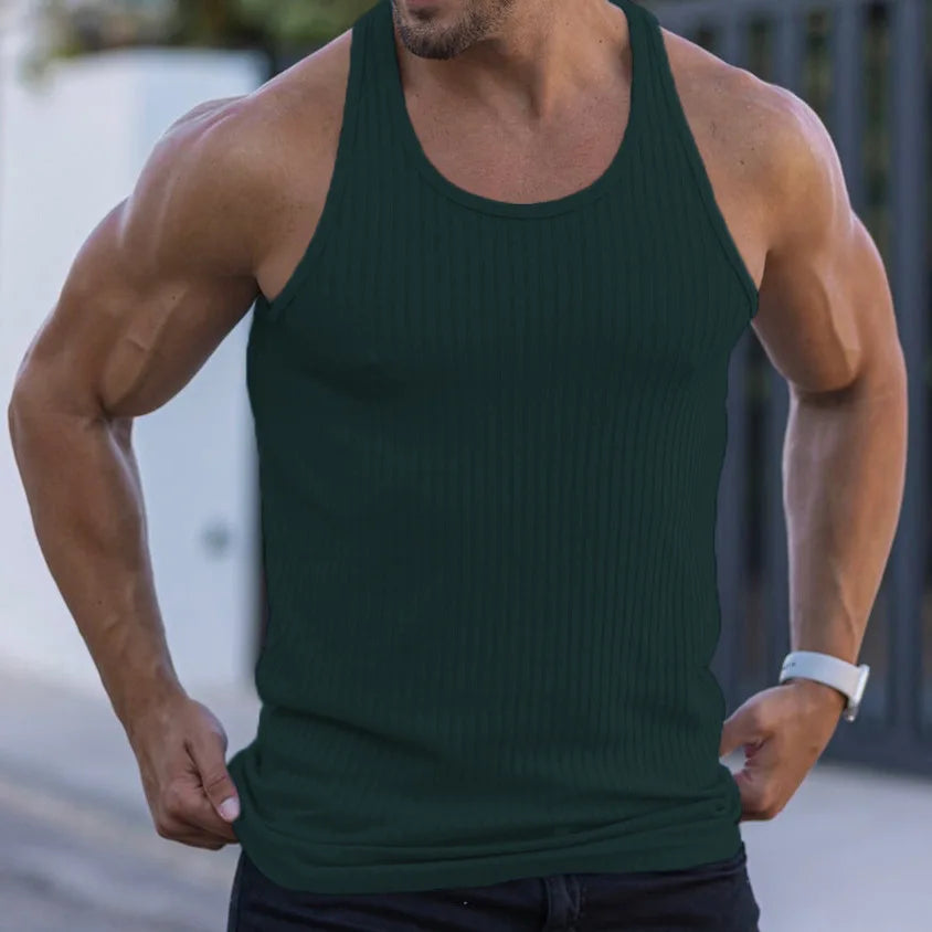 2025 Summer men Vest stripe gym Tank top Men Fitness sleeveless shirt Male Exercise Sports vest Undershirt Bodybuilding clothing