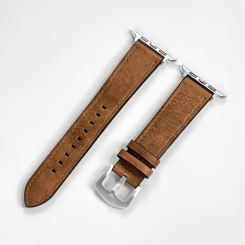 Leather Strap for Apple Strap Ultra 2 49mm 10 9 7 8 3 4 5 6 SE 44mm 40mm Strap 38 42mm Series Men's High-Quality 45mm 41mm Band