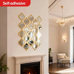 Modern Gourd-Shaped Mirror Acrylic Sticker Wall Cafe Restaurant Decor Boho Lantern shaped Wall Sticker Home Bedroom Living Decor
