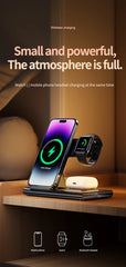 Foldable 3 In 1 Wireless Charger Stand Pad Desktop Fast Charging Station For iPhone 17 16 15 14 13 Samsung Apple Watch Airpods