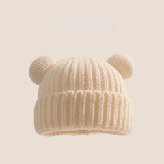 New Korean Loose Big Head Waist Little Bear Ears Woolen Hat Kids Autumn Winter Thickened Warm Knitted Hat Cute Ear Protection