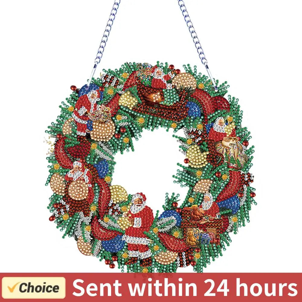 5D DIY Christmas Diamond Painting Wreath – Wall & Door Decor