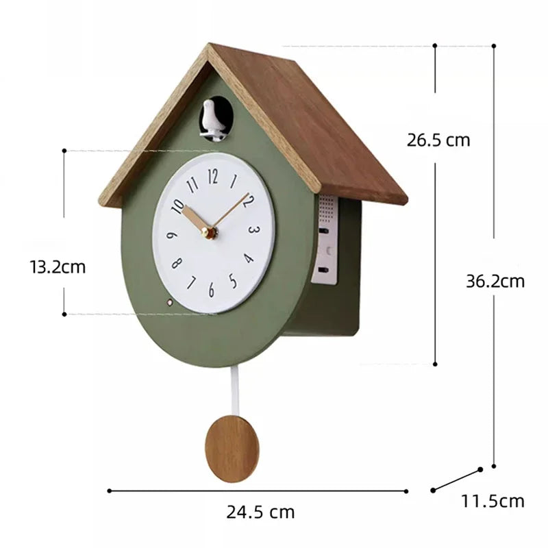 Solid Wood Cuckoo Wall Clock Living Room Watches Wall Decor Creative Retro Pendulum Clocks Sun Brand Movement Home Decoration
