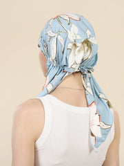Muslim Fashion Print Hijab Turban Hats Long Tail Head Wraps Elastic Hijab Hats Breathable Chemo Cap For Women Girls