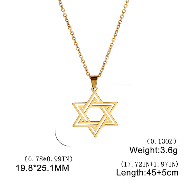 New Fashion Star of David Pendant Necklace  Simple Stainless Steel Necklace Jewelry Gift Wholesale