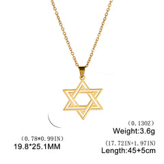 New Fashion Star of David Pendant Necklace  Simple Stainless Steel Necklace Jewelry Gift Wholesale