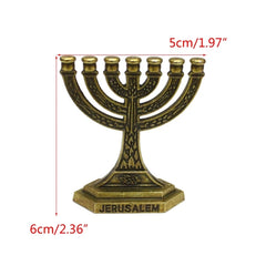 12 Tribes of Israel Menorah Jewish 7 Branch  Holder Jerusalem Temple Candlestick Religious Candelabra for Church 87HA