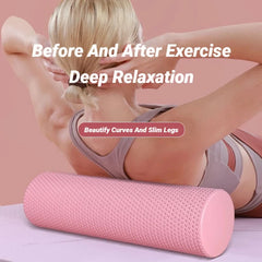Hexagonal Yoga Roller: Round EVA Foam Cylinder for Pilates & Enhanced Home Workouts (Diameter 9.5cm, Length 29.7cm)
